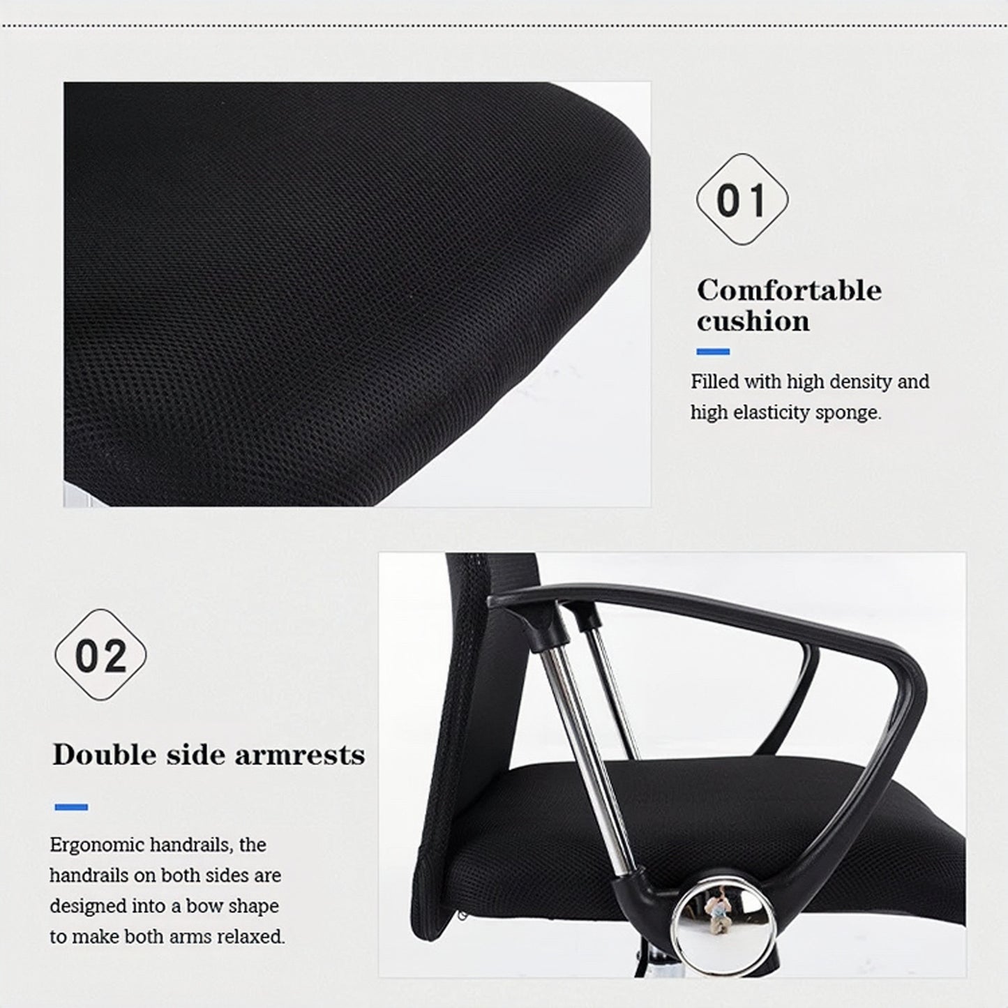 Ergonomic Mesh High-Back Office Chair With Vegan Leather Accents - Black