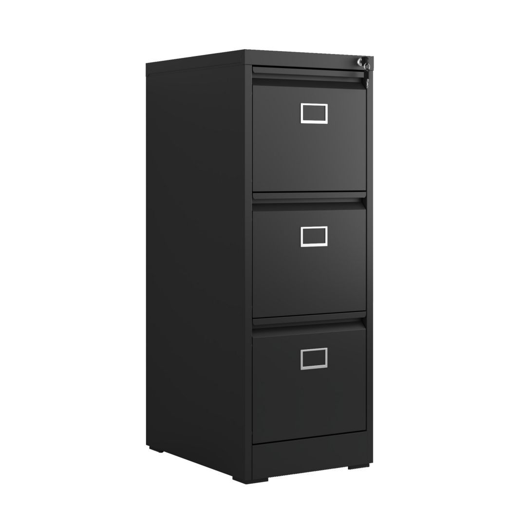 Steel Big Size Vertical 3 Drawer Filing Cabinet Cupboard Locker Swan Handle With Card Slots