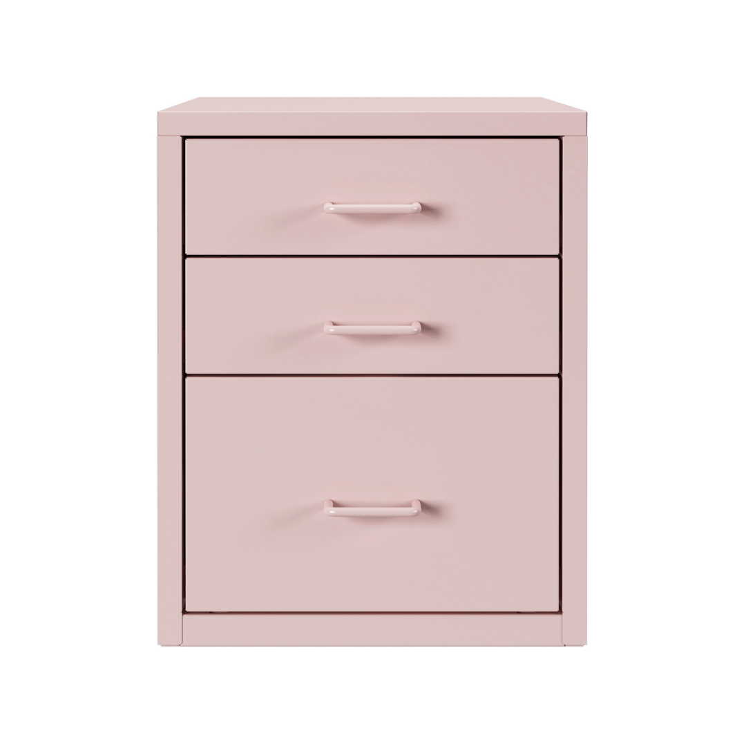 Steel Desk Organizer 3 Drawer Desktop Storage Cabinet - Pink
