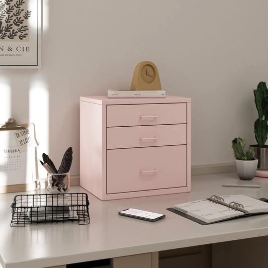 Steel Desk Organizer 3 Drawer Desktop Storage Cabinet - Pink