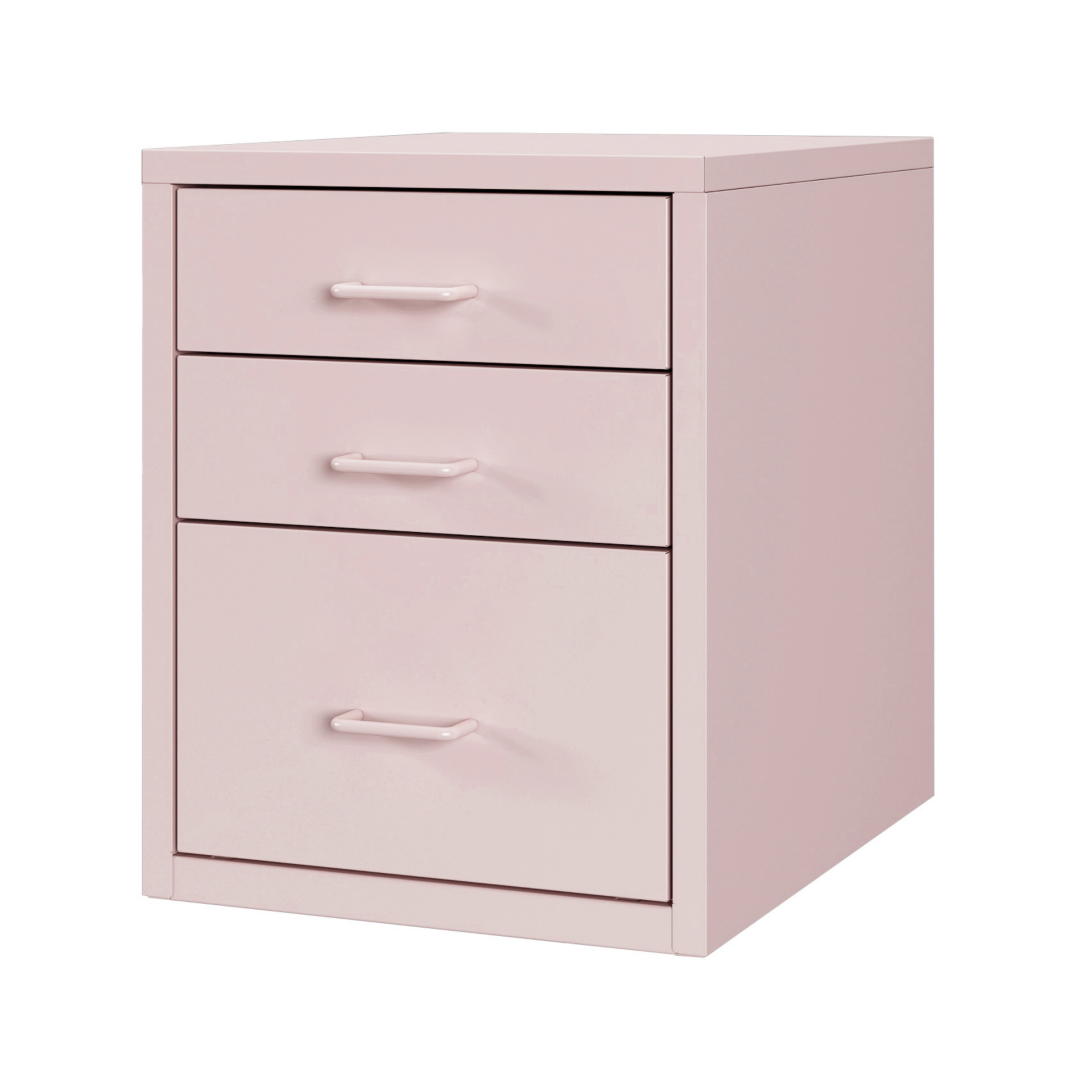 Steel Desk Organizer 3 Drawer Desktop Storage Cabinet - Pink