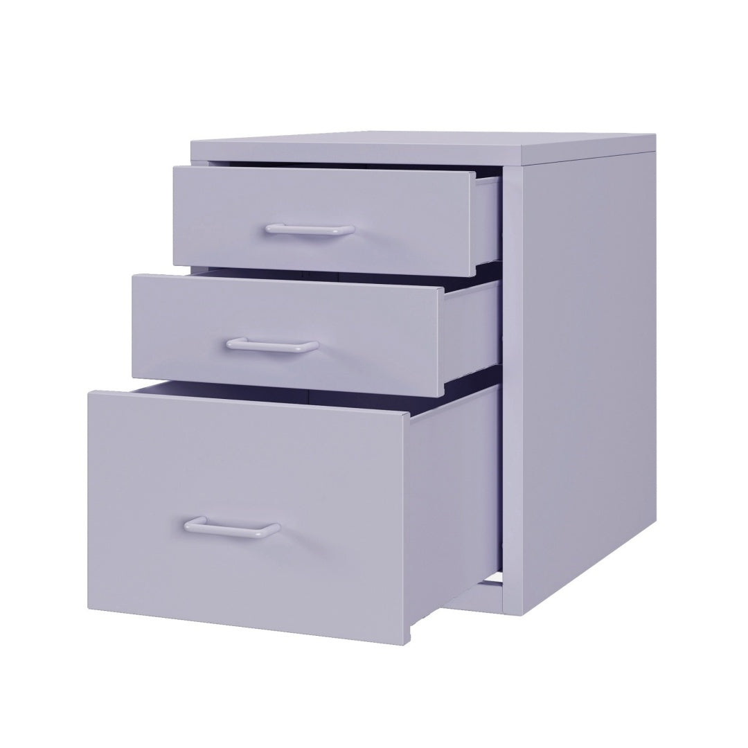 Steel Desk Organizer 3 Drawer Desktop Storage Cabinet - Purple