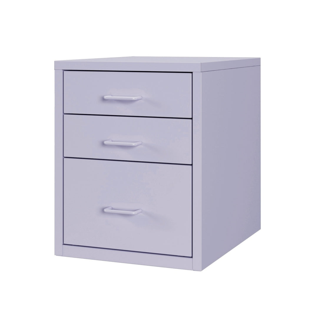 Steel Desk Organizer 3 Drawer Desktop Storage Cabinet - Purple