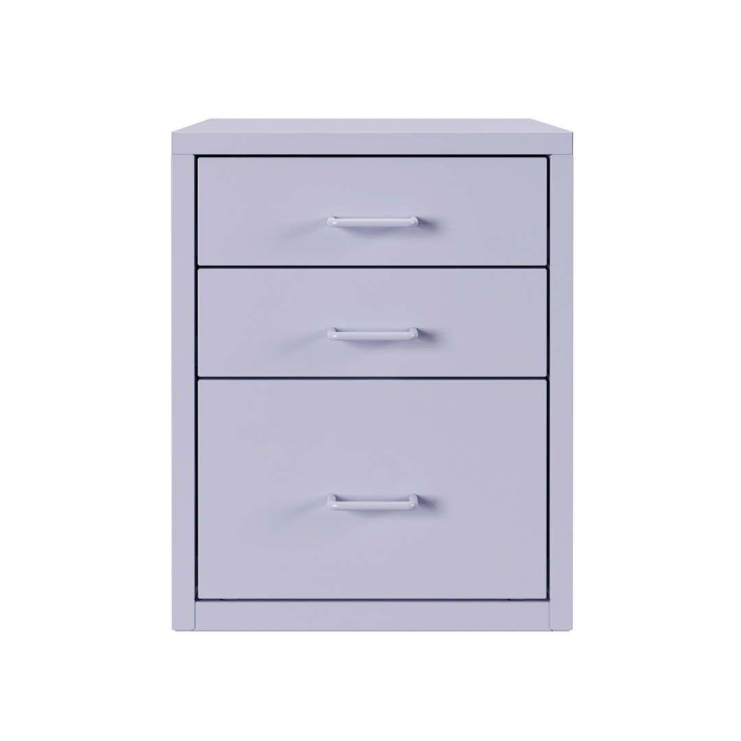 Steel Desk Organizer 3 Drawer Desktop Storage Cabinet - Purple