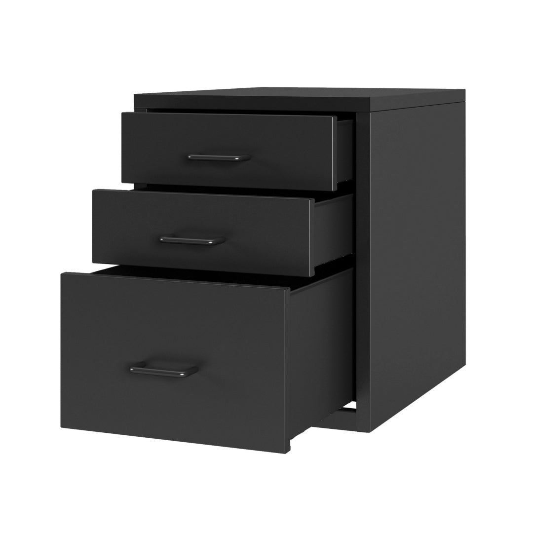 Steel Desk Organizer 3 Drawer Desktop Storage Cabinet - Black