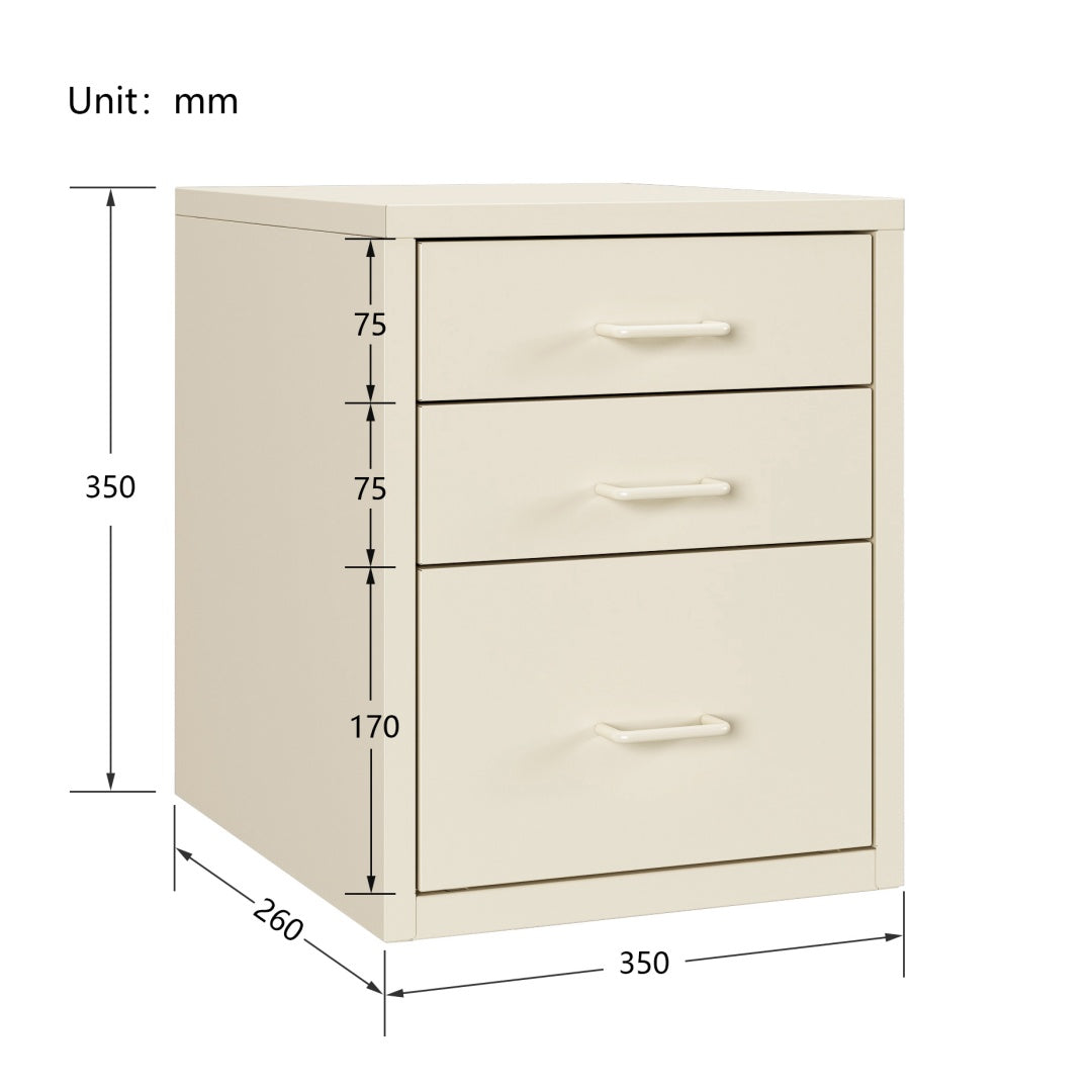 Steel Desk Organizer 3 Drawer Desktop Storage Cabinet - Beige