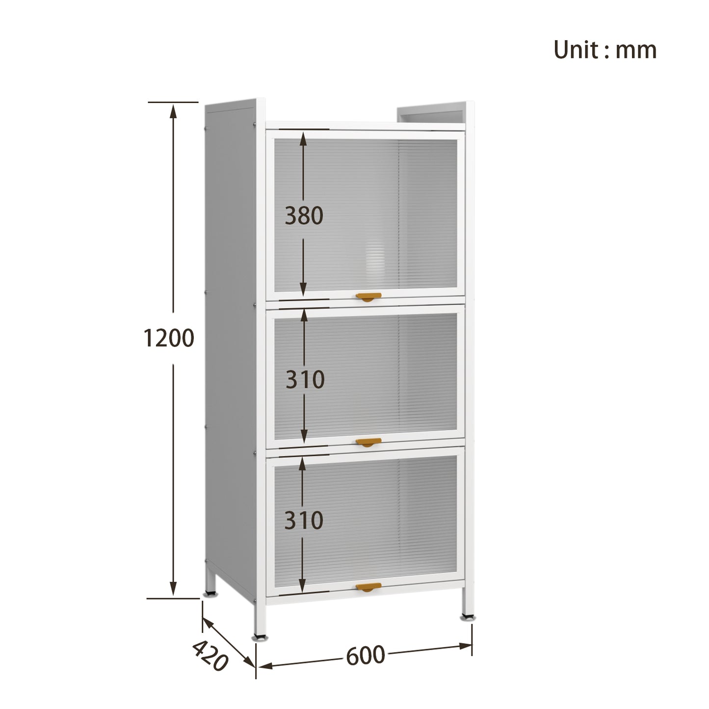Steel 3-Tier Cupboard Standing Organizer Bakers Rack Kitchen Storage Rack - White
