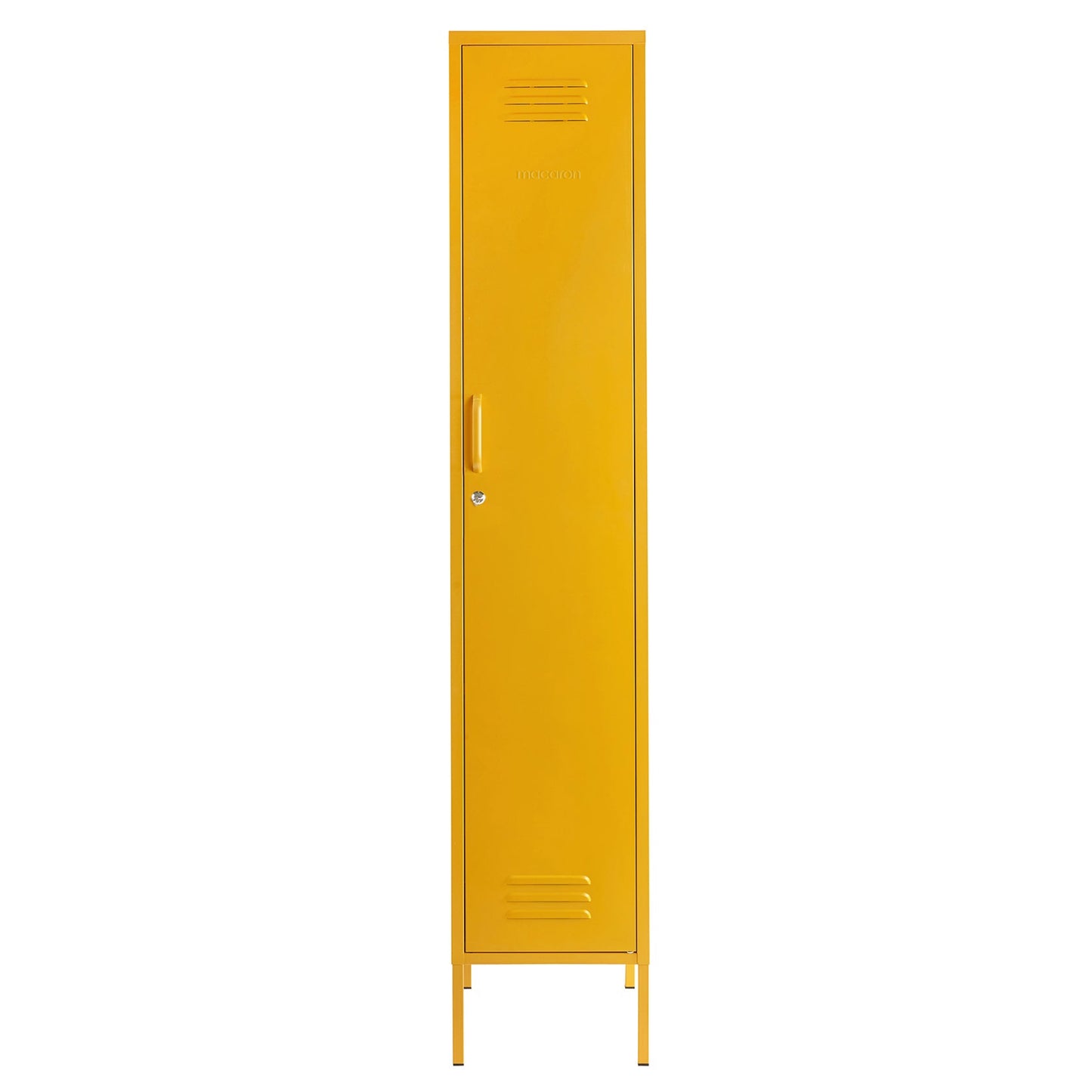 Steel Single Door Wardrobe Skinny Locker Storage Cabinet Cupboard - Mustard Yellow