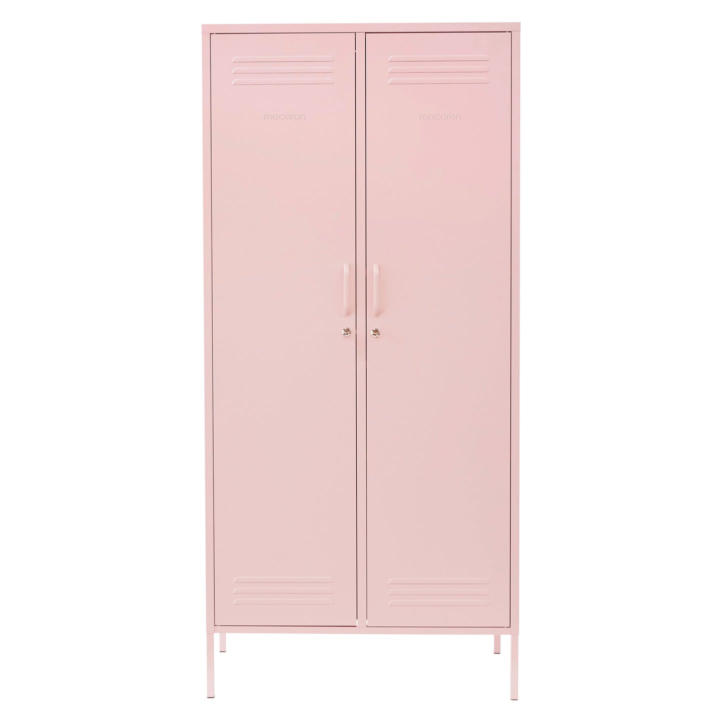 Steel Swing Door Wardrobe Twinny Locker Storage Cabinet Cupboard - Peach Pink