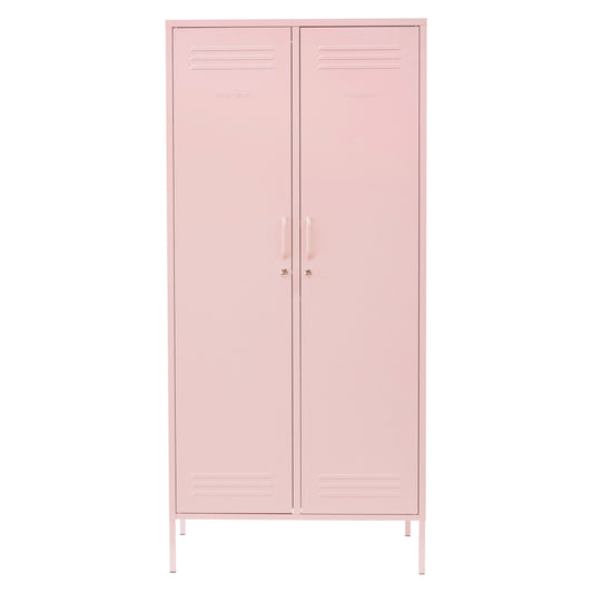 Steel Swing Door Wardrobe Twinny Locker Storage Cabinet Cupboard - Peach Pink