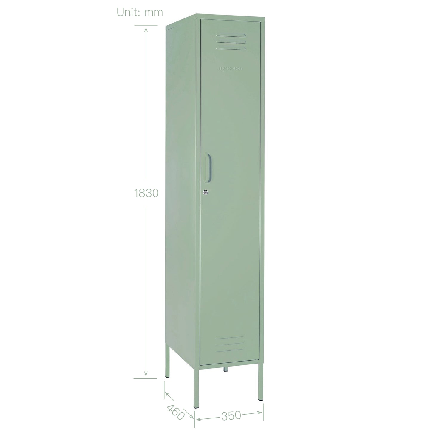 Steel Single Door Wardrobe Skinny Locker Storage Cabinet Cupboard - Matcha Green