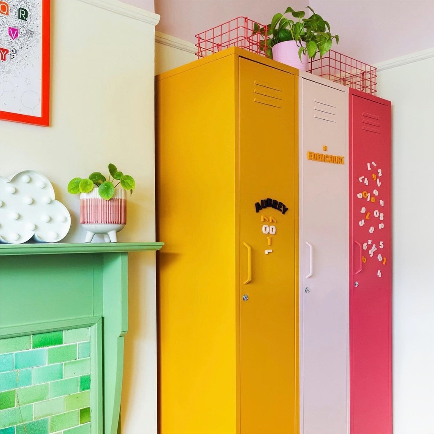 Steel Single Door Wardrobe Skinny Locker Storage Cabinet Cupboard - Mustard Yellow