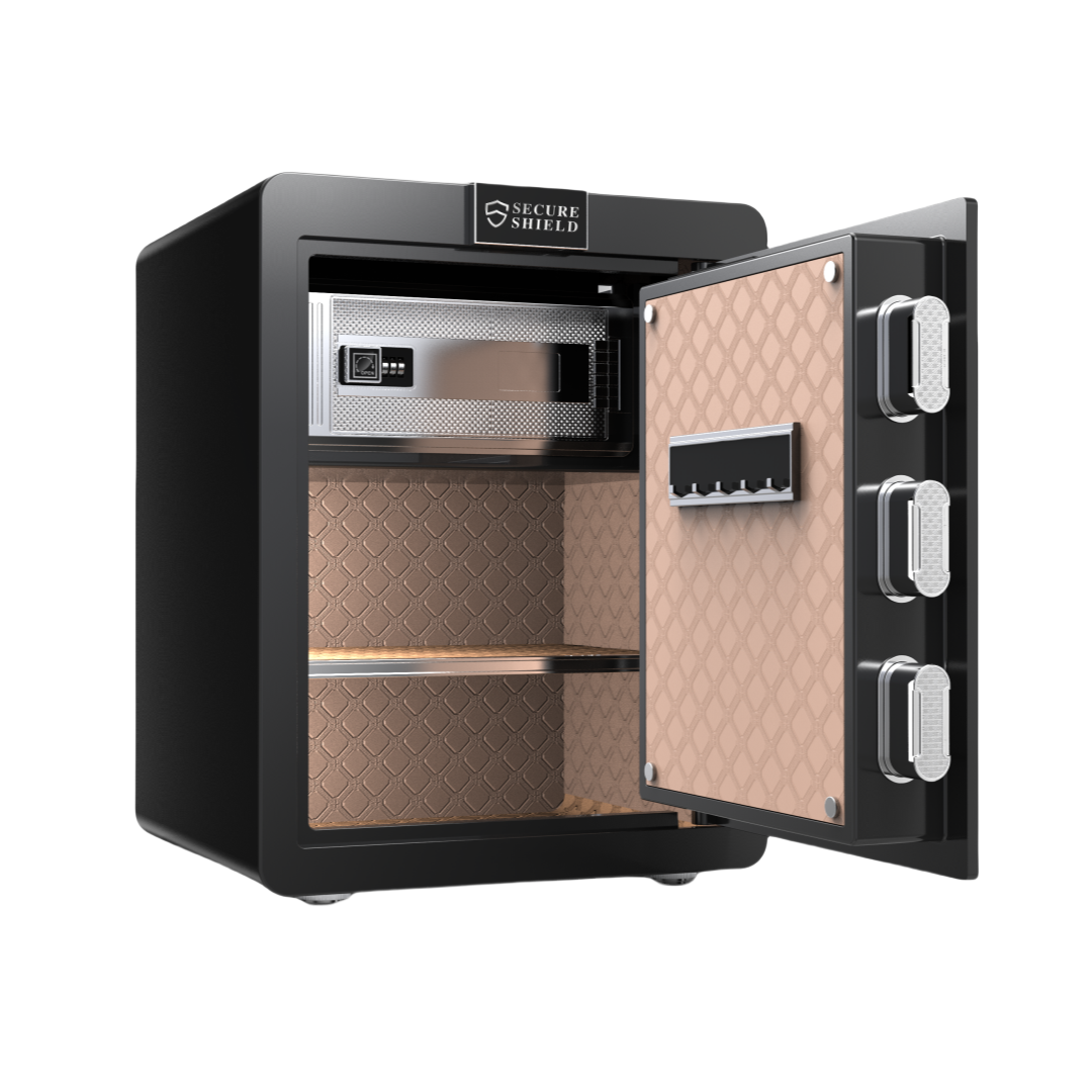 45cm High Safe Box Fingerprint Safety Box Vertical LCD Touch Screen - Matte Black