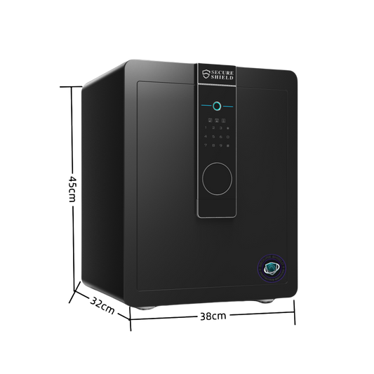 45cm High Safe Box Fingerprint Safety Box Vertical LCD Touch Screen - Matte Black