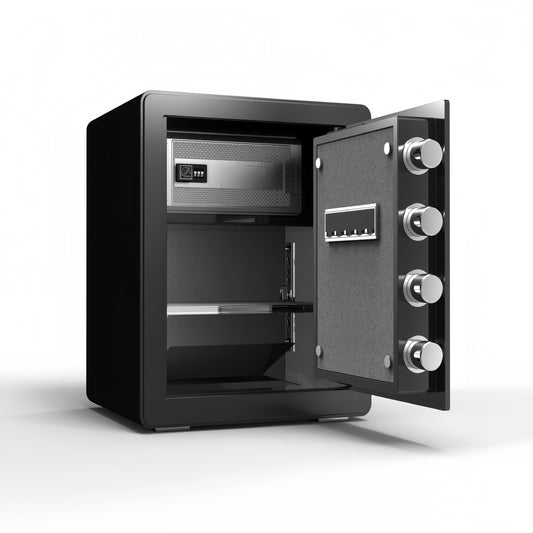 45cm High Safe Box Fingerprint Safety Box Horizontal LCD Touch Screen - Matte Black