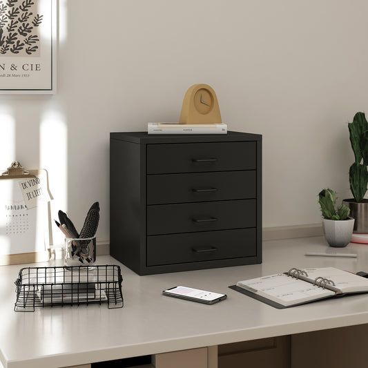 Steel Desk Organizer 4 Drawer Desktop Storage Cabinet - Black