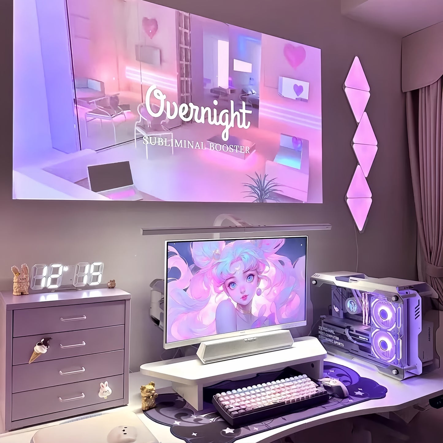 Steel Desk Organizer 4 Drawer Desktop Storage Cabinet - Purple