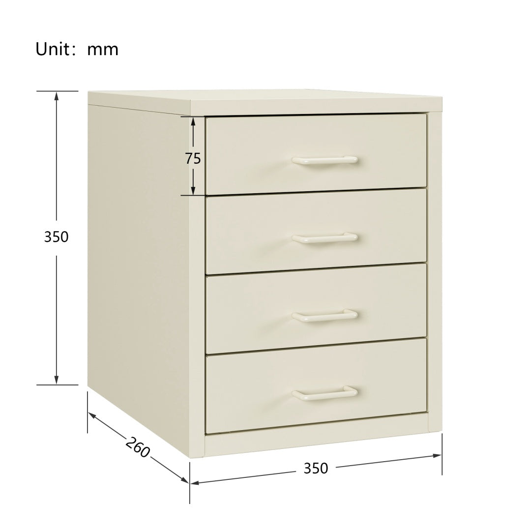Steel Desk Organizer 4 Drawer Desktop Storage Cabinet - Beige