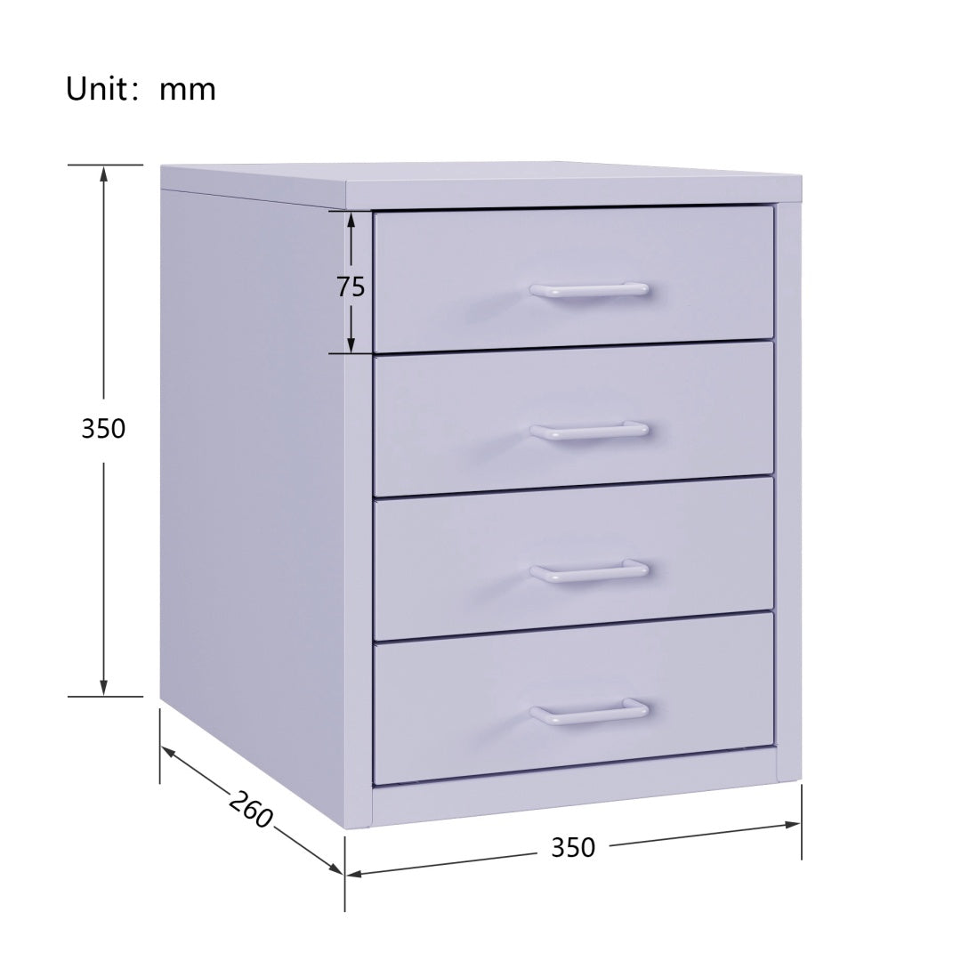 Steel Desk Organizer 4 Drawer Desktop Storage Cabinet - Purple