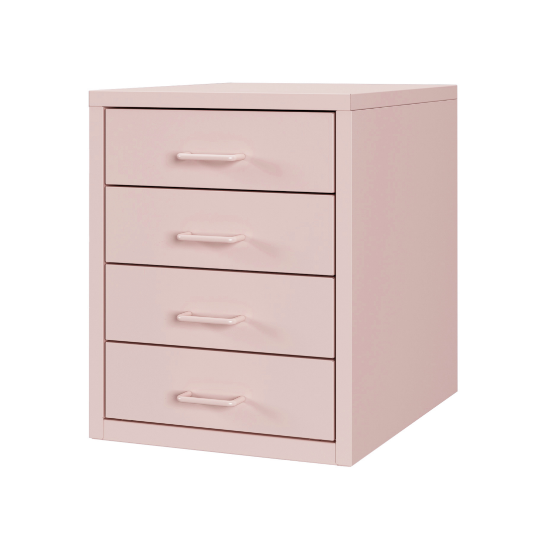 Steel Desk Organizer 4 Drawer Desktop Storage Cabinet - Pink