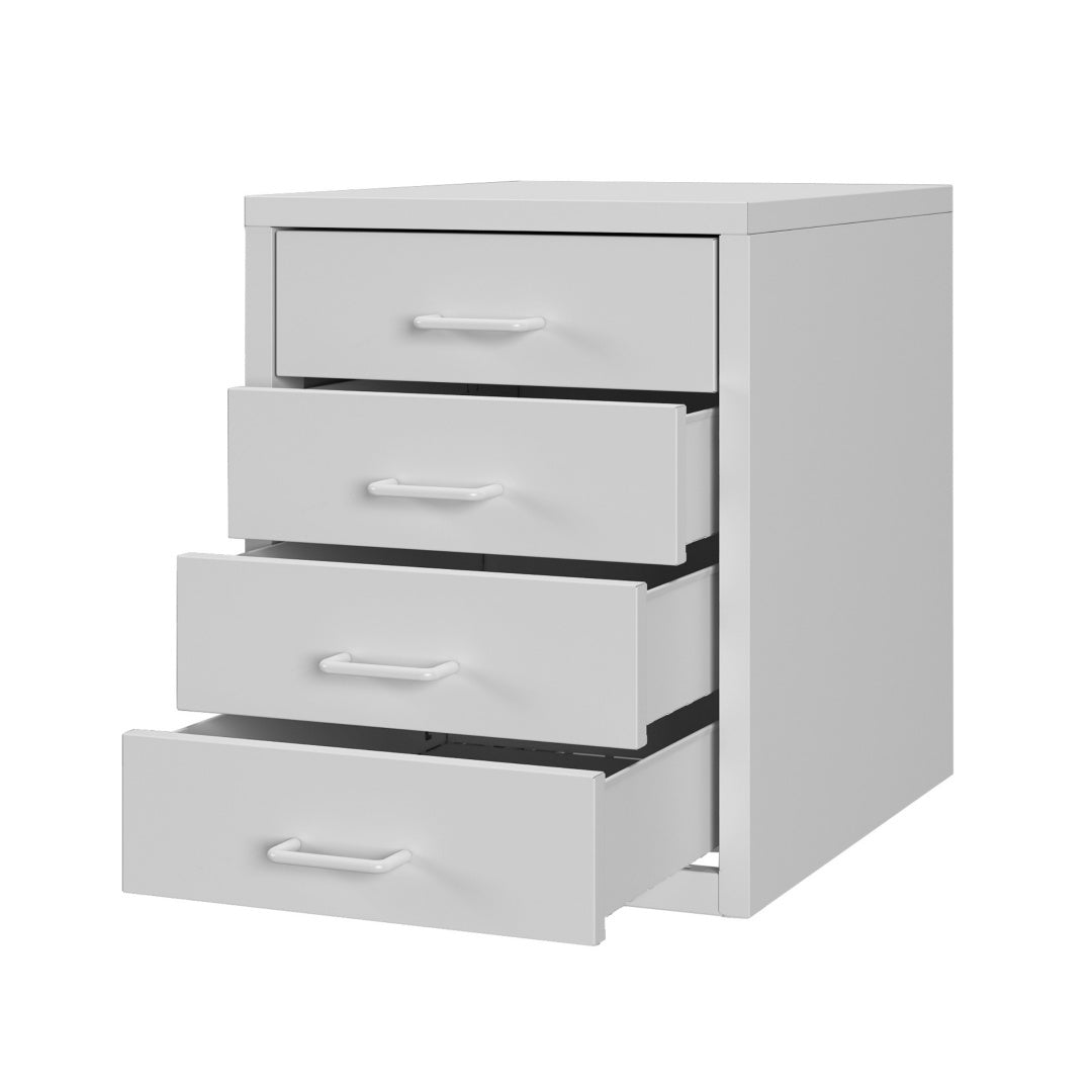 Steel Desk Organizer 4 Drawer Desktop Storage Cabinet - White