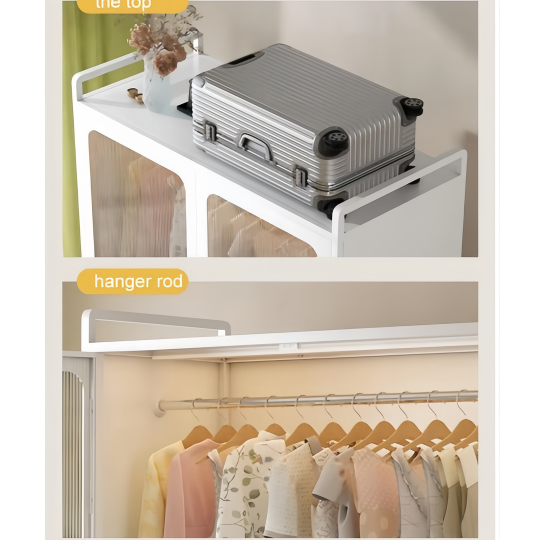 Steel 4 Door Wardrobe Storage Cupboard With Magnetic Cabinet Door - White