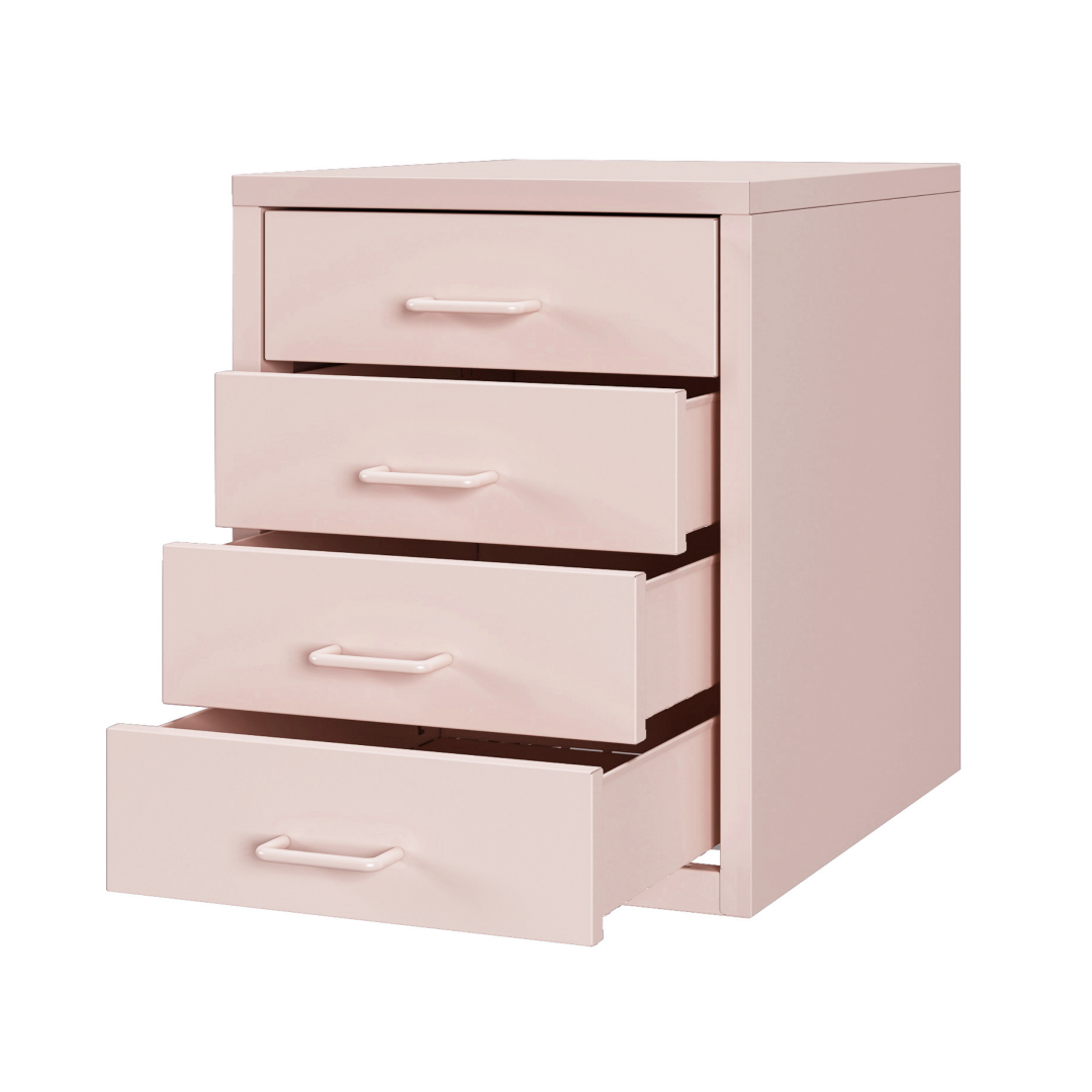 Steel Desk Organizer 4 Drawer Desktop Storage Cabinet - Pink