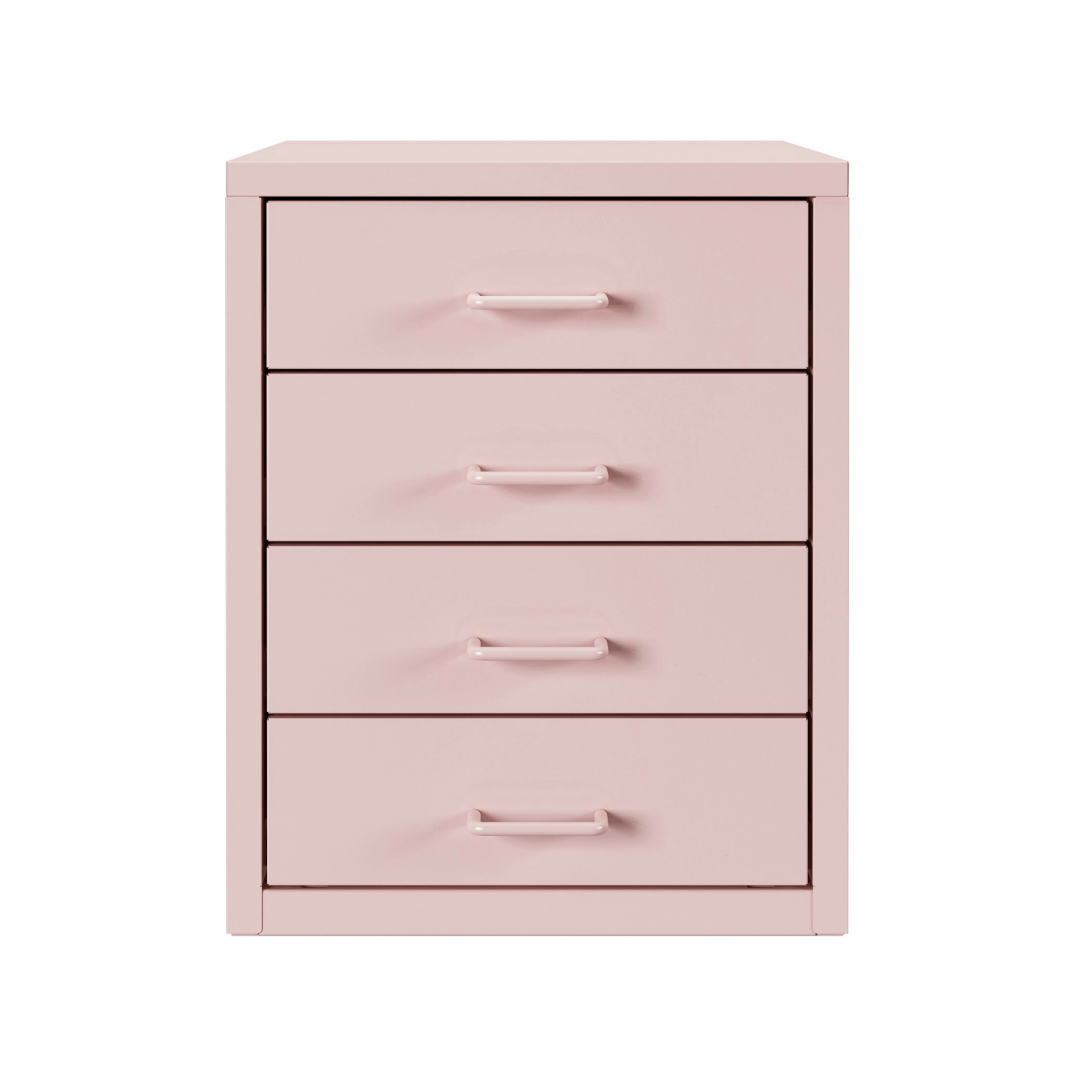 Steel Desk Organizer 4 Drawer Desktop Storage Cabinet - Pink