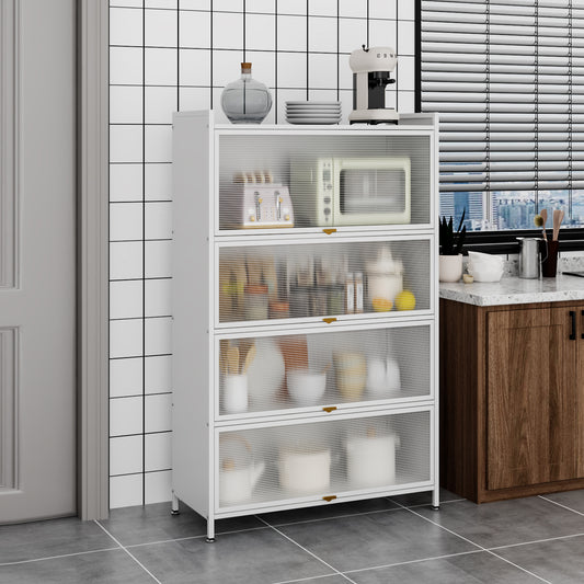 Steel 4-Tier Cupboard Standing Organizer Bakers Rack Kitchen Storage Rack - White