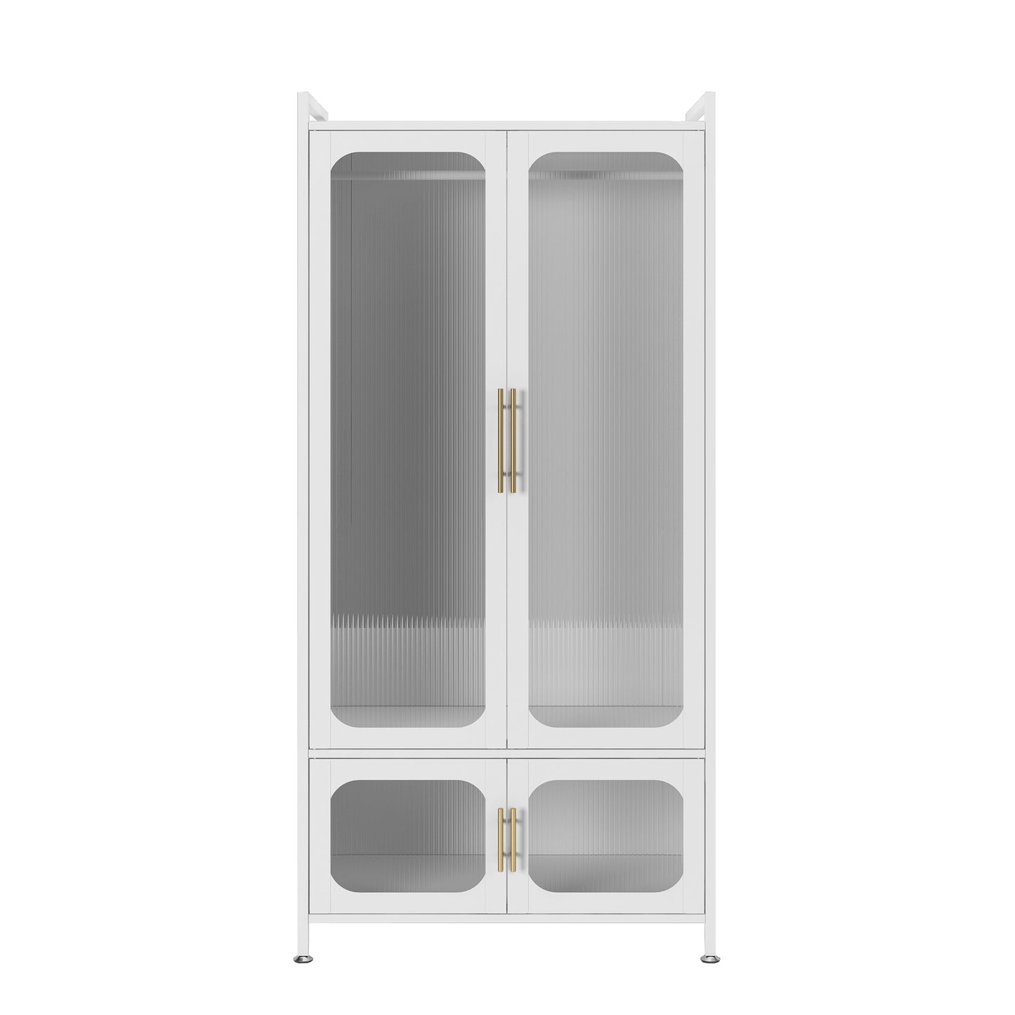 Steel 4 Door Wardrobe Storage Cupboard With Magnetic Cabinet Door - White