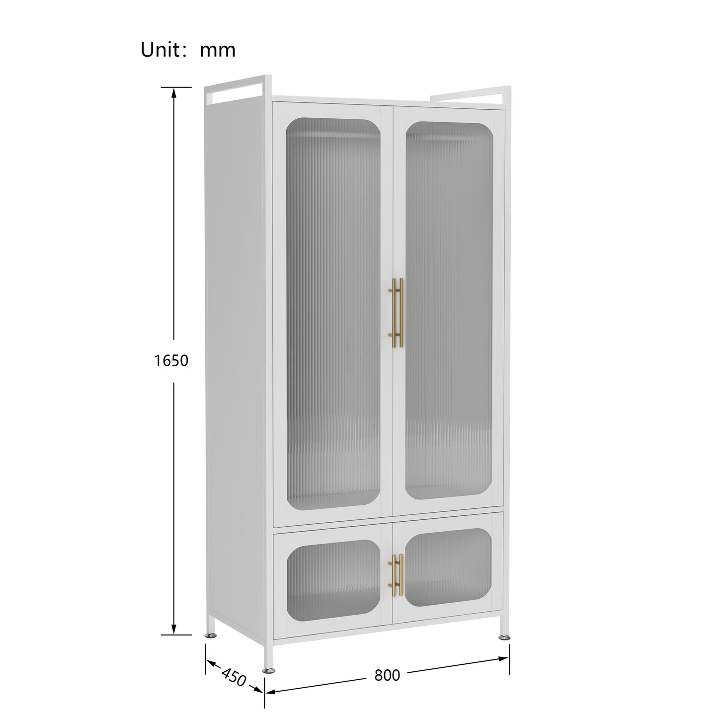 Steel 4 Door Wardrobe Storage Cupboard With Magnetic Cabinet Door - White
