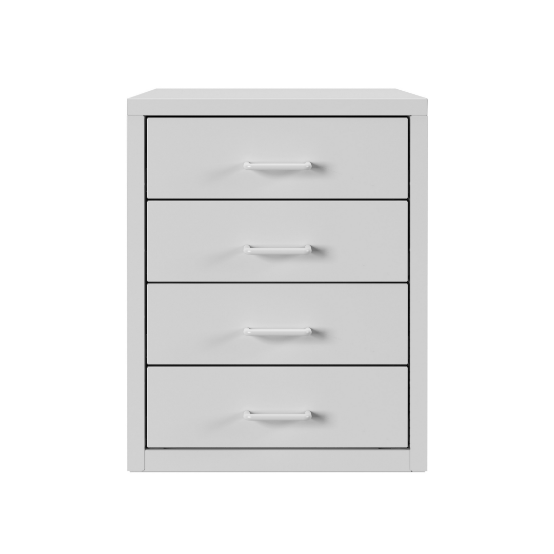 Steel Desk Organizer 4 Drawer Desktop Storage Cabinet - White