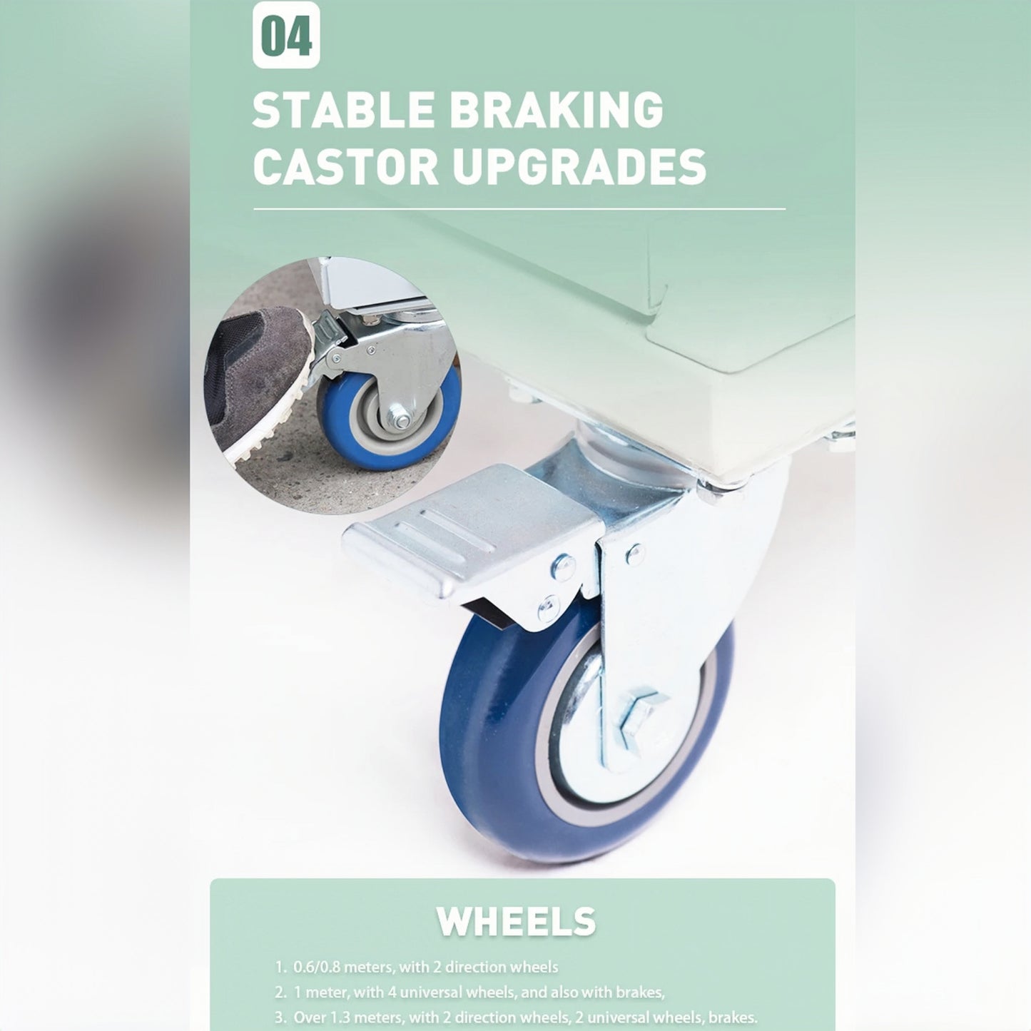 Steel 7 Step Mobile Safety Ladder With Wheels - Light Grey