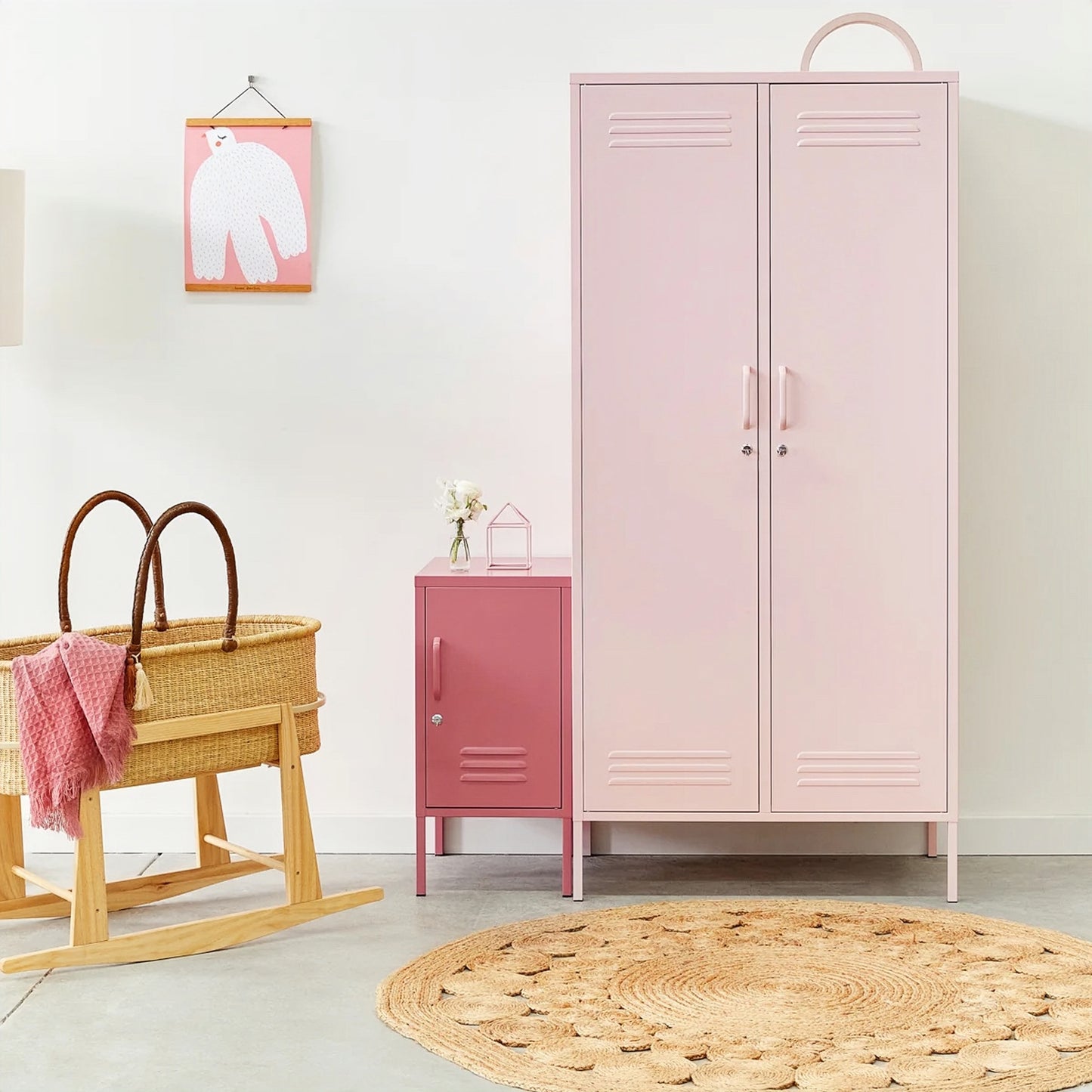 Steel Swing Door Wardrobe Twinny Locker Storage Cabinet Cupboard - Peach Pink