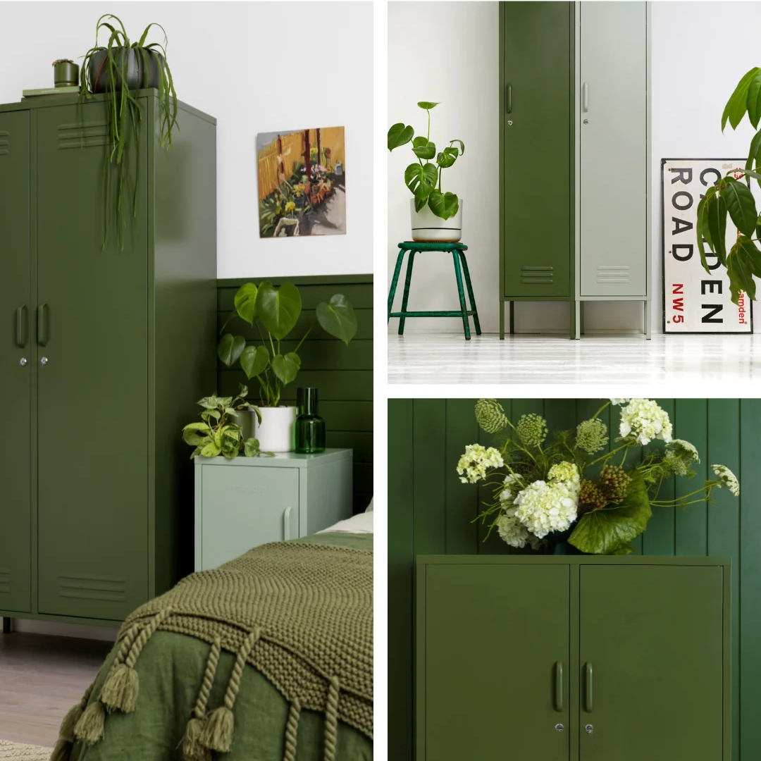 Steel Swing Door Wardrobe Twinny Locker Storage Cabinet Cupboard - Olive Green