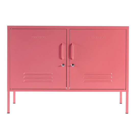 Steel Swing Door TV Stand Locker Lowdown Storage Cabinet Cupboard - Raspberry Pink