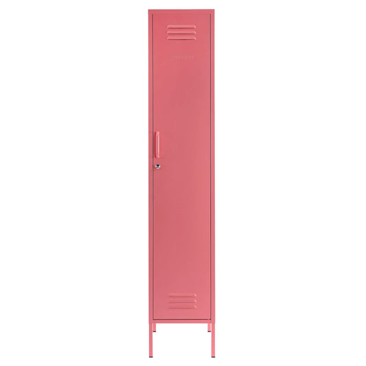 Steel Single Door Wardrobe Skinny Locker Storage Cabinet Cupboard - Raspberry Pink