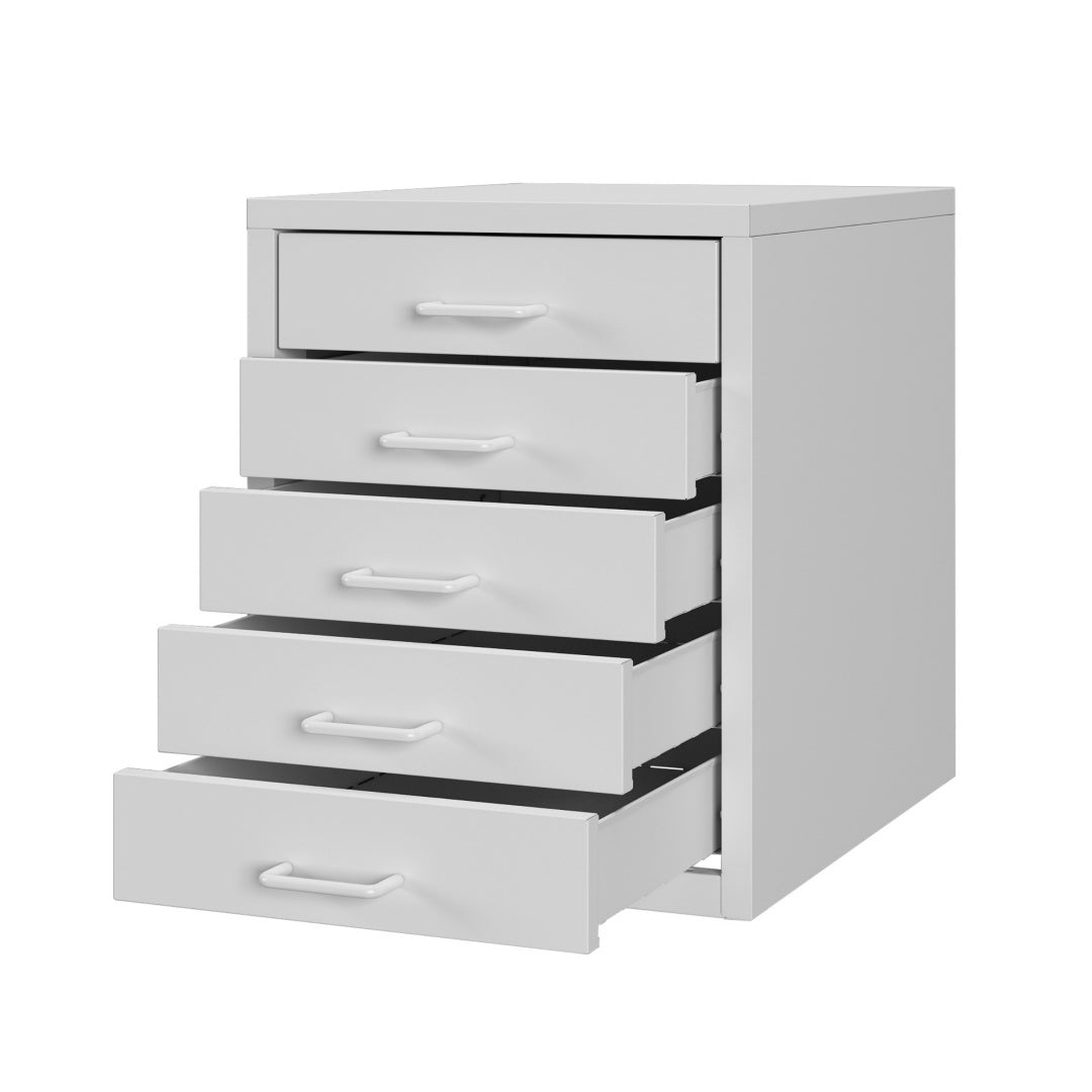 Steel Desk Organizer 5 Drawer Desktop Storage Cabinet - White
