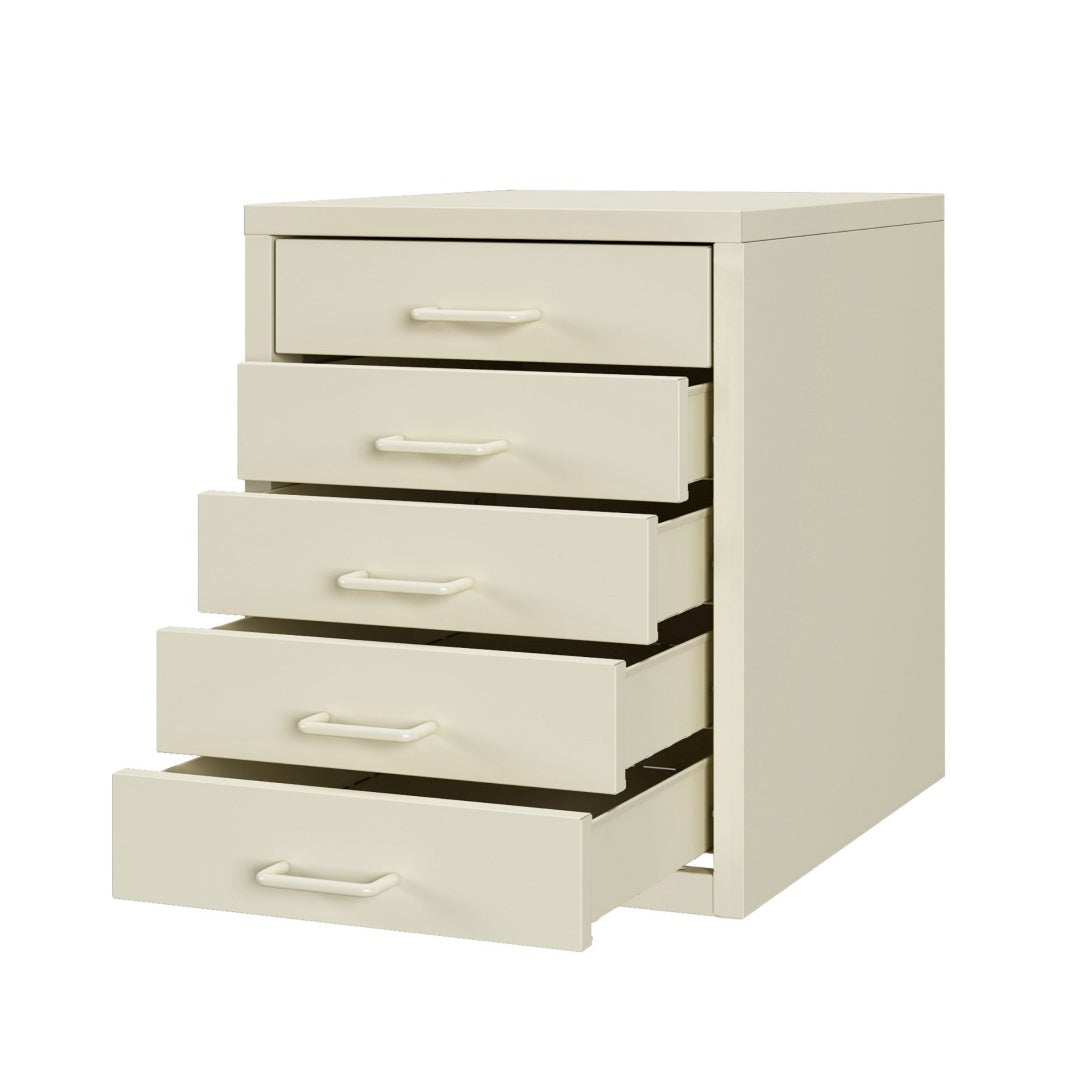 Steel Desk Organizer 5 Drawer Desktop Storage Cabinet - Beige