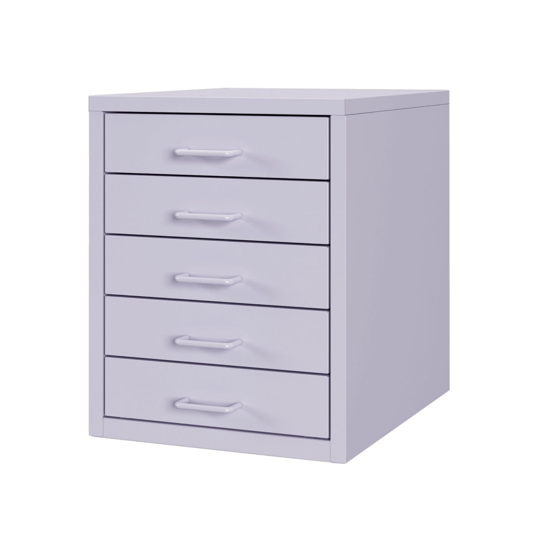 Steel Desk Organizer 5 Drawer Desktop Storage Cabinet - Purple