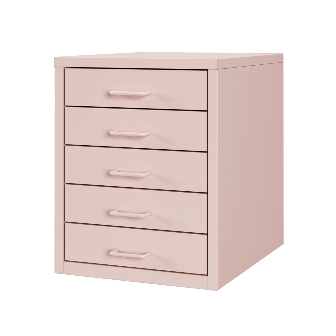 Steel Desk Organizer 5 Drawer Desktop Storage Cabinet - Pink
