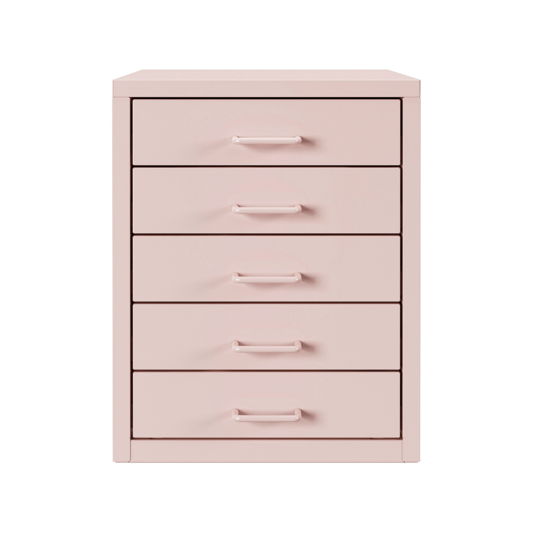 Steel Desk Organizer 5 Drawer Desktop Storage Cabinet - Pink