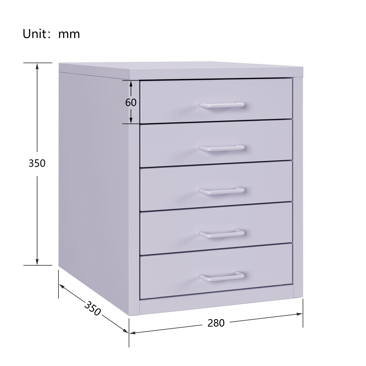 Steel Desk Organizer 5 Drawer Desktop Storage Cabinet - Purple