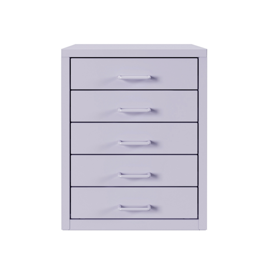 Steel Desk Organizer 5 Drawer Desktop Storage Cabinet - Purple