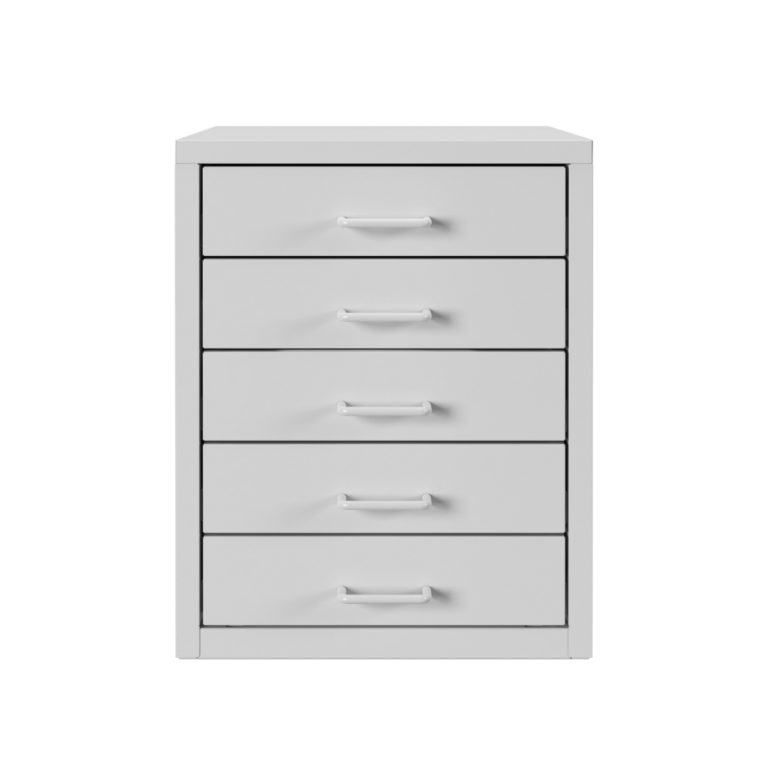 Steel Desk Organizer 5 Drawer Desktop Storage Cabinet - White