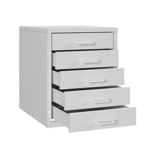 Steel Desk Organizer 5 Drawer Desktop Storage Cabinet - White