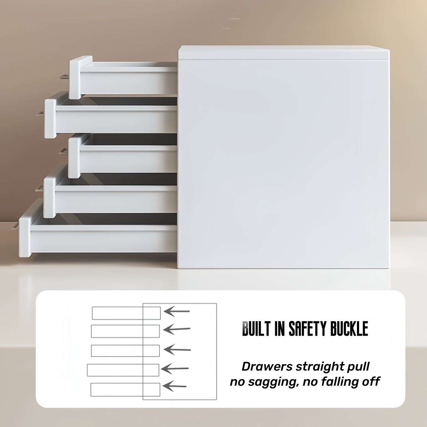 Steel Desk Organizer 5 Drawer Desktop Storage Cabinet - White