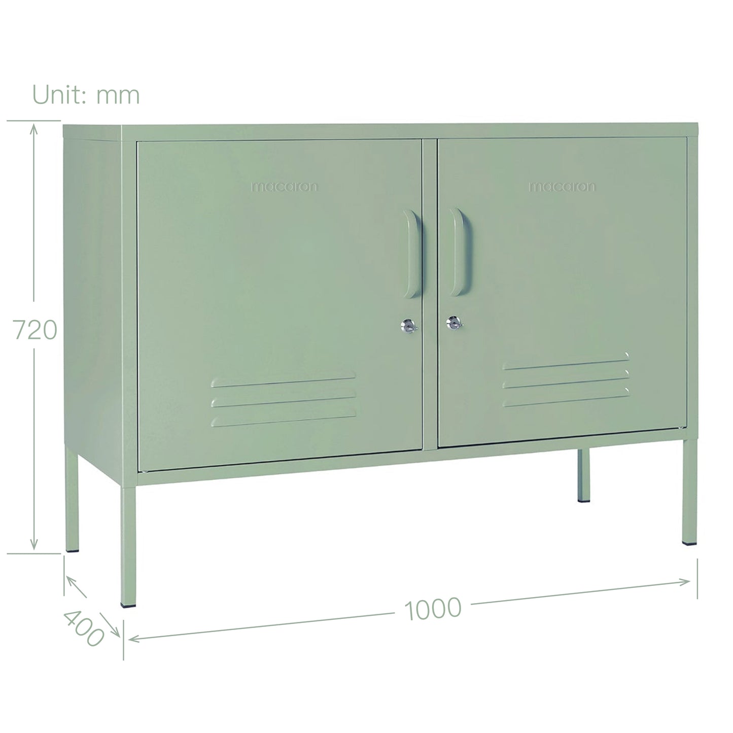 Steel Swing Door TV Stand Locker Lowdown Storage Cabinet Cupboard - Matcha Green
