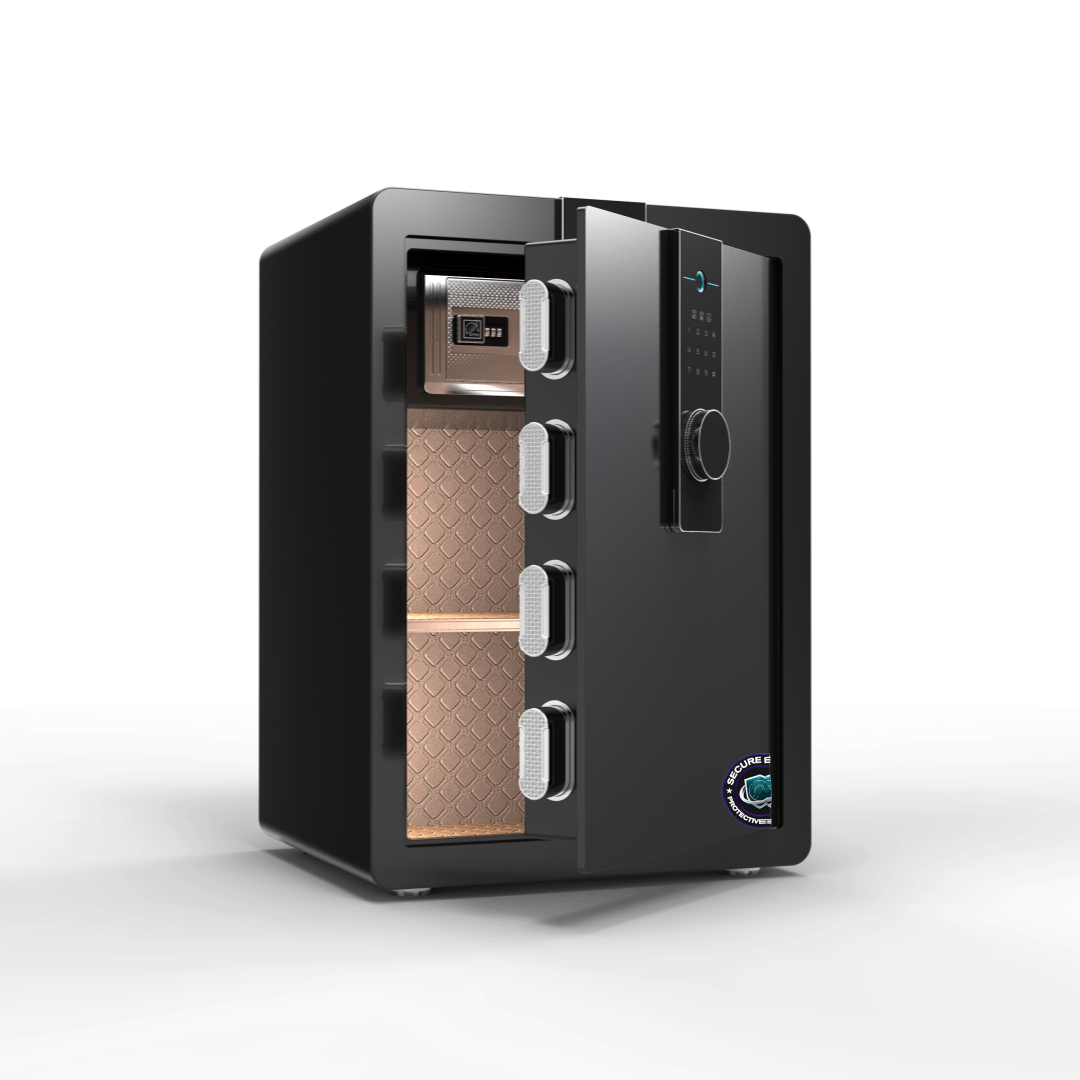 60cm High Safe Box Fingerprint Safety Box Vertical LCD Touch Screen - Matte Black