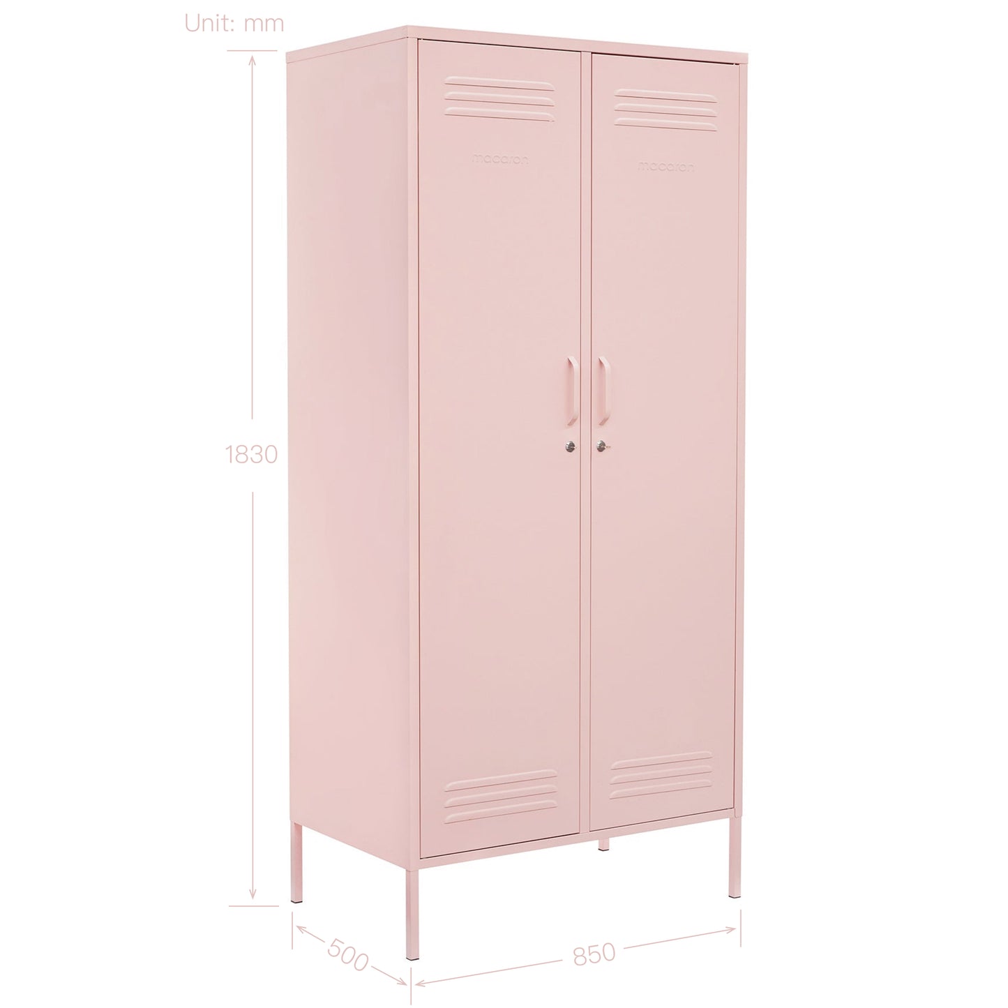 Steel Swing Door Wardrobe Twinny Locker Storage Cabinet Cupboard - Peach Pink